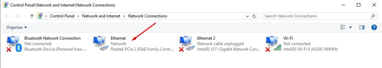 a picture of the change adapter options menu with my connection highlighted
